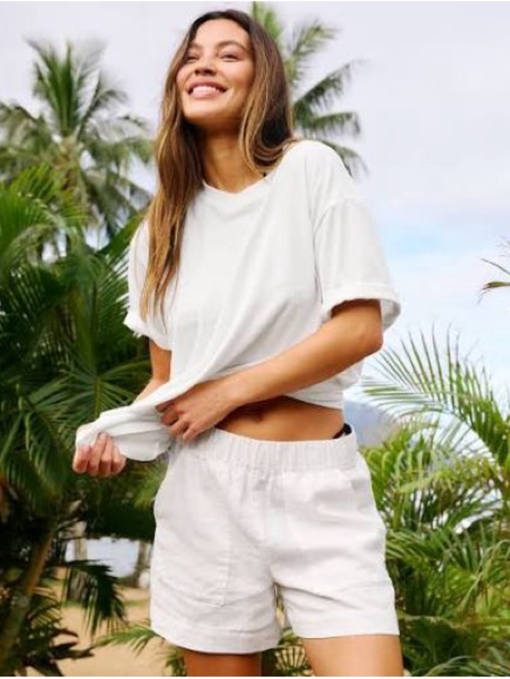 Linen high rise shorts